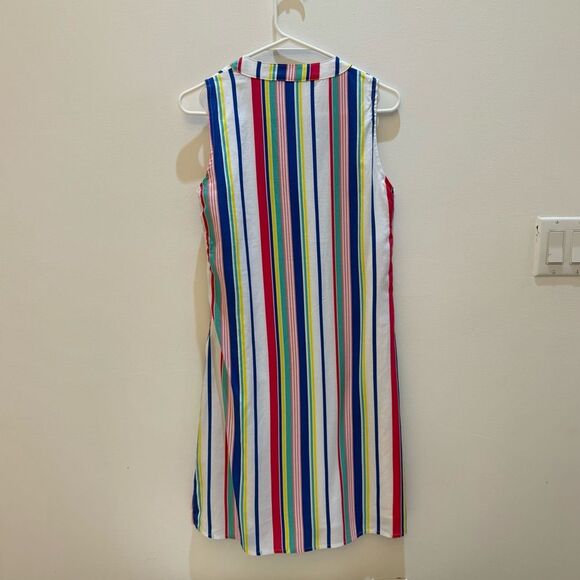 Duffield Lane 100% Cotton Lined Shift Dress Striped Knee Length Extra Small - Picture 5 of 10